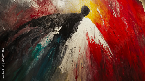 The Beatitudes expressed through abstract expressionism, using bold colors, dynamic brushstrokes, and expressive forms to convey the deep emotions and spiritual messages of love, humility, and hope