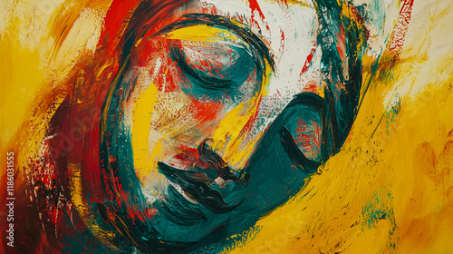 The Beatitudes expressed through abstract expressionism, using bold colors, dynamic brushstrokes, and expressive forms to convey the deep emotions and spiritual messages of love, humility, and hope
