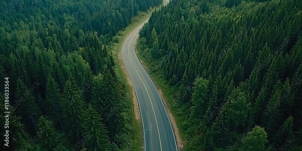 Sustainability, Green and Environment Concept: An aerial view of a winding road meandering through a lush forest, flanked by vibrant trees and greenery on both sides, curving path Sustainability, Green and Environment Concept: An aerial view of a winding road meandering through a lush forest, flanked by vibrant trees and greenery on both sides, curving path