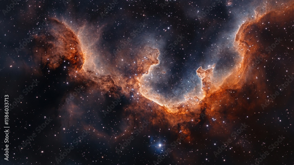 Fototapeta premium A Star-Filled Nebula with a Distinct Shape