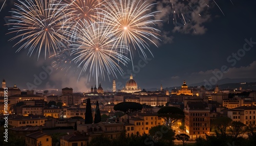 Fireworks Over The Rome City