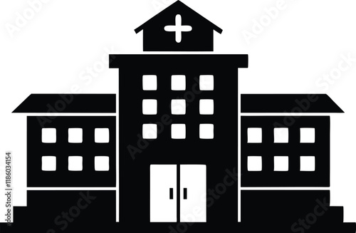 Hospital building silhouette vector, Hospital icon symbol, hospital vector illustration