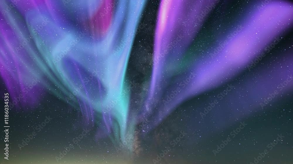 Aurora and Milky Way Galaxy Sunrise Time Lapse Enchantment