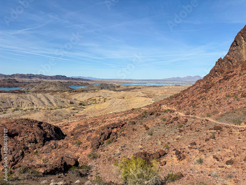 Desert landscape of Sara Park Trail - Hiking close to Lake Havasu, Arizona