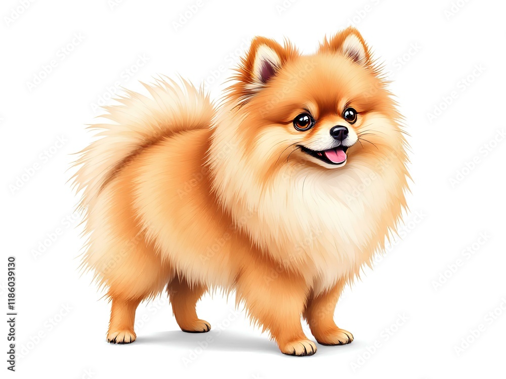 cute pomeranian dog isolated on white, side view full body cute pomeranian dog isolated on white, side view full body