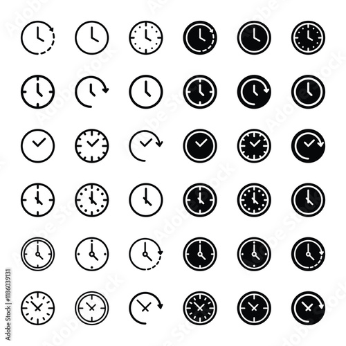 Set of clock icons vector. Clock symbol illustration on white background