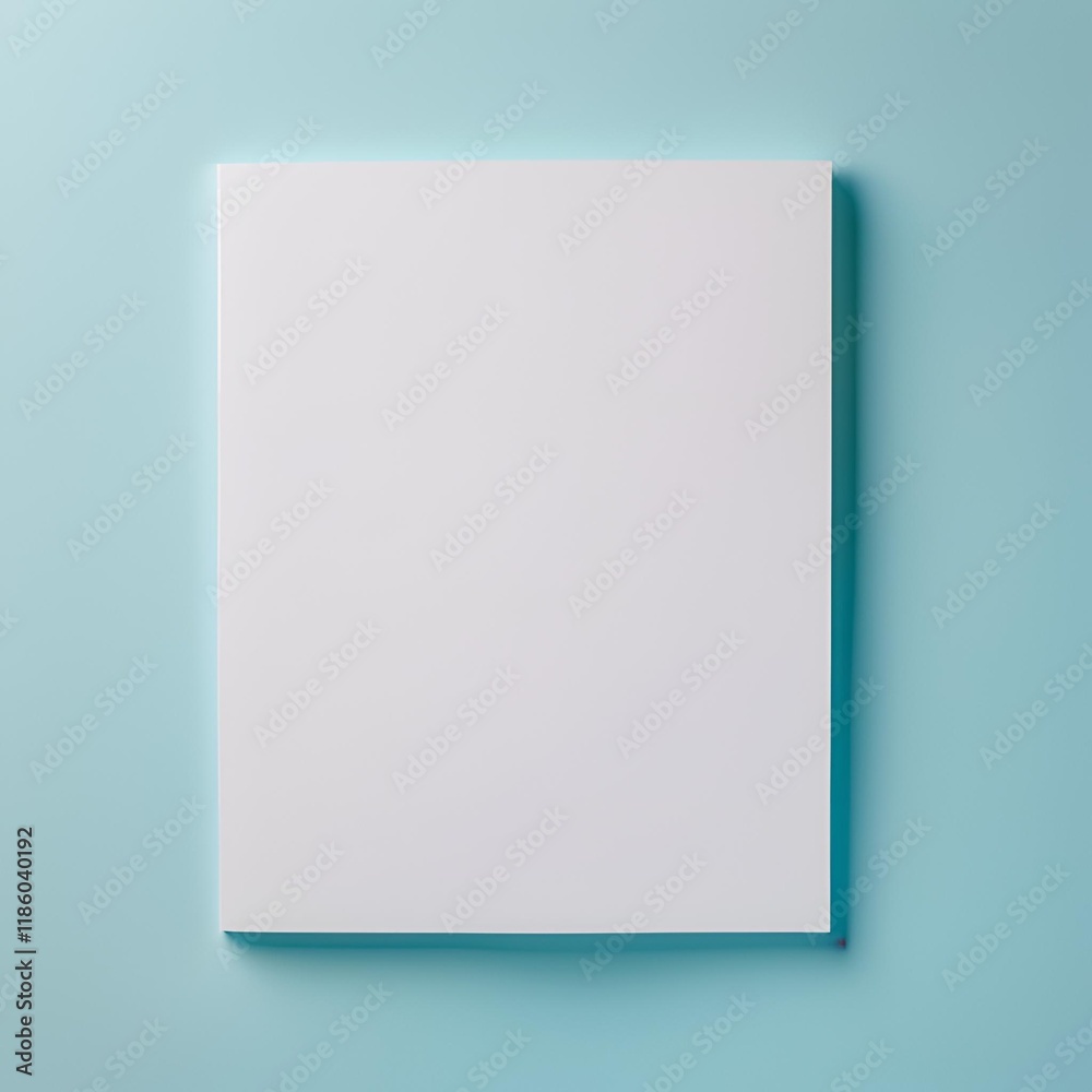 Blank white A4 paper mockup on light blue background. Blank white A4 paper mockup on light blue background.