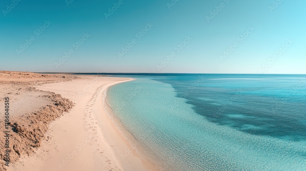 Secluded desert beach with turquoise water. Secluded desert beach with turquoise water.