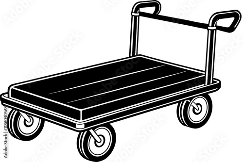 Baggage trolley under the white background