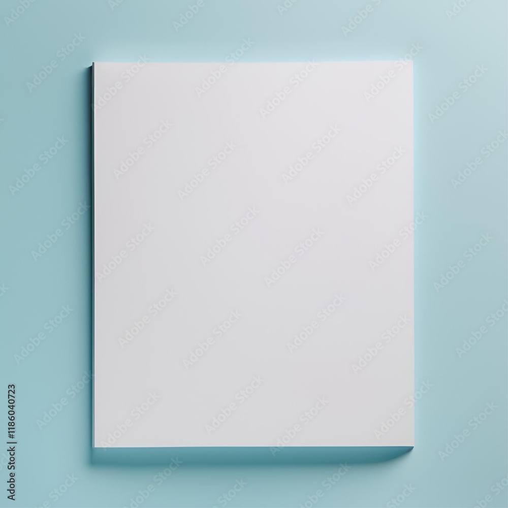 Blank white A4 paper mockup on light blue background. Blank white A4 paper mockup on light blue background.