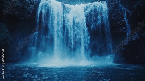 Majestic Waterfall Cascading into a Serene Pool