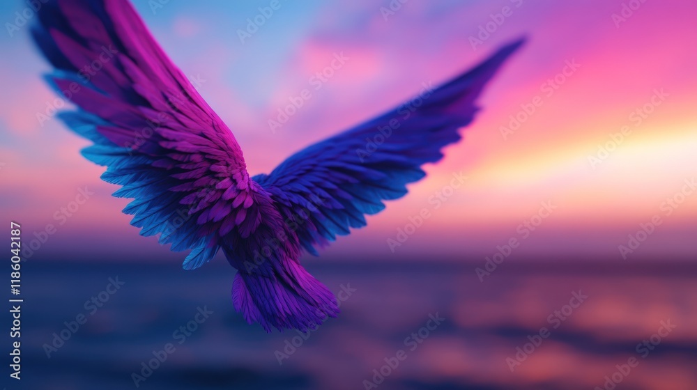 Obraz premium Wings of Freedom: A Surreal Sunset Flight