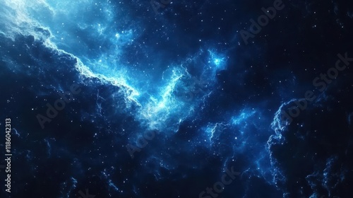 Cosmic Nebula with Glowing Blue and White Clouds photo