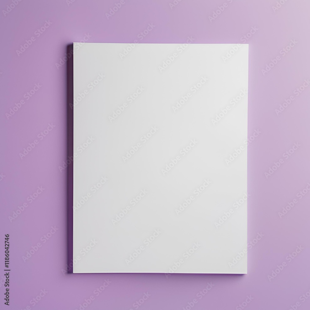 Blank white A4 paper mockup on light purple background. Blank white A4 paper mockup on light purple background.