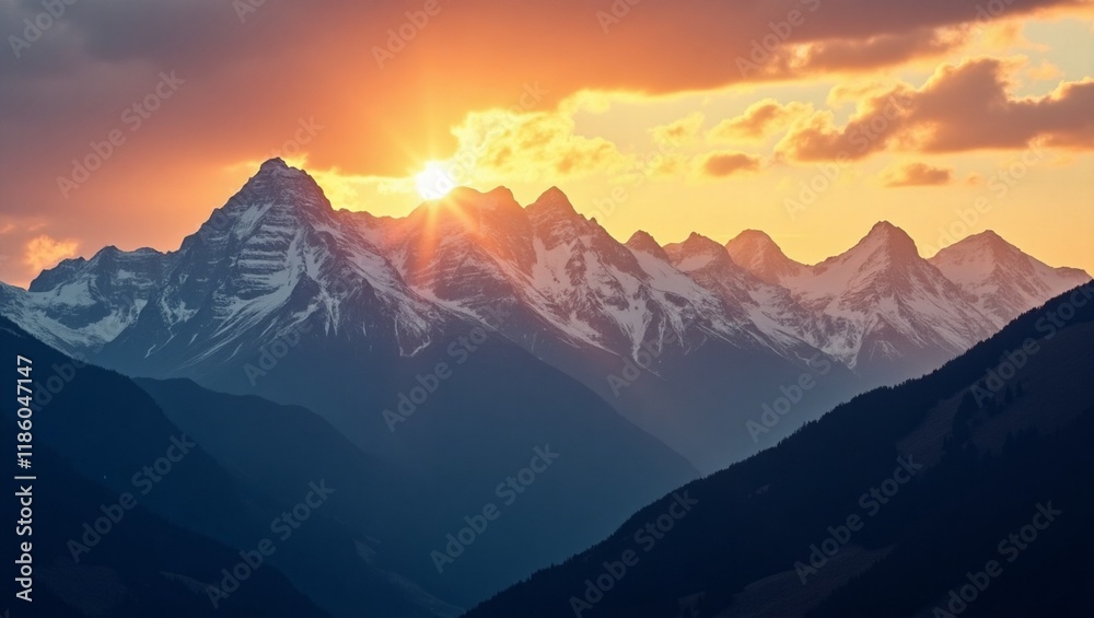 Fototapeta premium sunset in the mountains