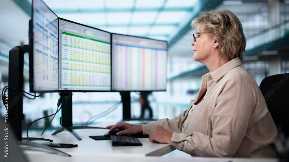 Computer Spreadsheet Data Analyst Woman