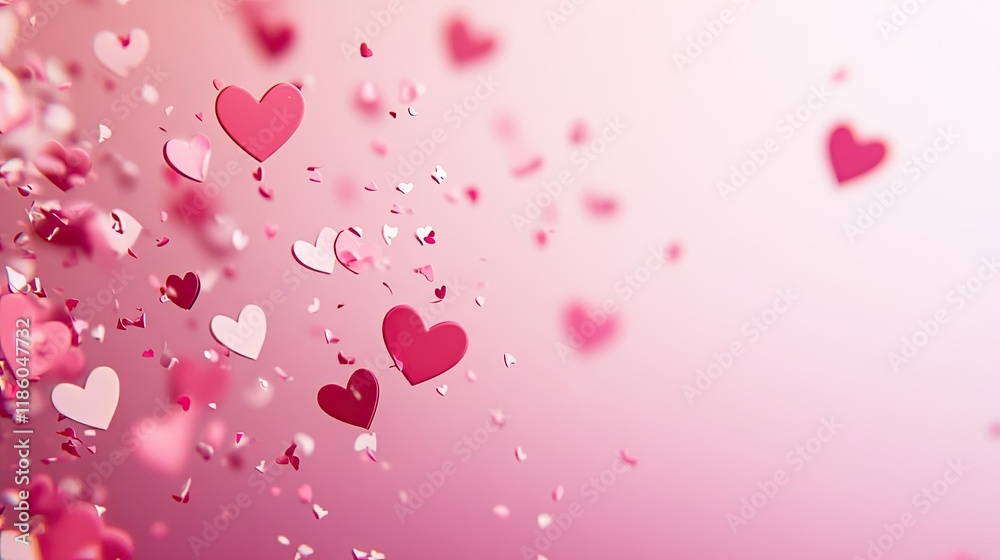 Falling Hearts: A Romantic Valentine's Day Background Falling Hearts: A Romantic Valentine's Day Background
