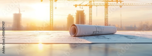 Engineering and architecture design background of an architectural and home construction project, incorporating the architect's blueprint vision