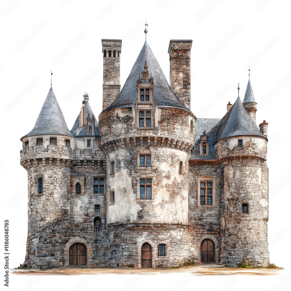 Majestic Stone Castle with Towers and Historical Architecture Majestic Stone Castle with Towers and Historical Architecture