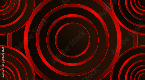 3d circle vector background design for banner, flyer, futuristic, poster etc. | Modern geometric shape  black red color 3d background with circular pattern of all four corner of vector design 
