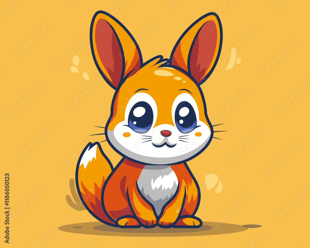 Obraz premium Cute Little Bunny Vector Cartoon Illustration