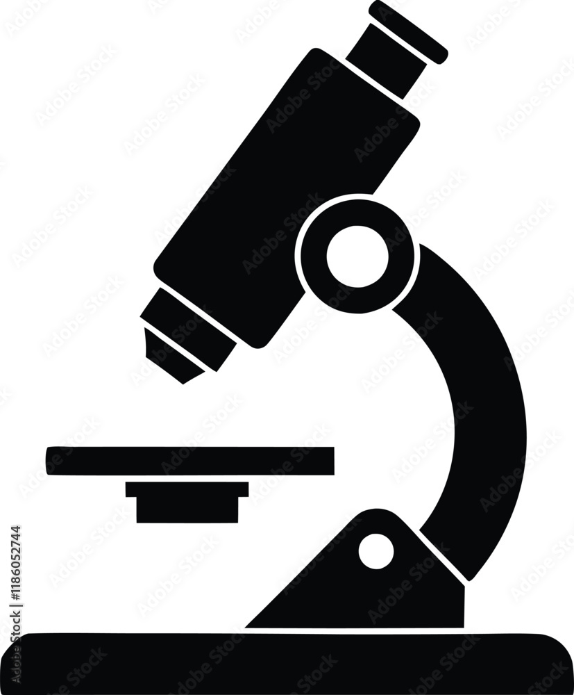 Microscope silhouette vector, Microscope vector icon symbol Microscope silhouette vector, Microscope vector icon symbol
