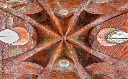 The dome above within the venerable royal castle of Conciergerie, in Paris photo