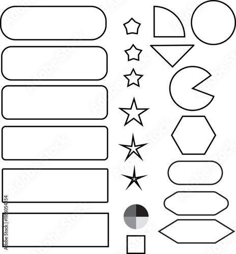 geometrical figures - Rectangle, Circle, Hexagon, star, 
square