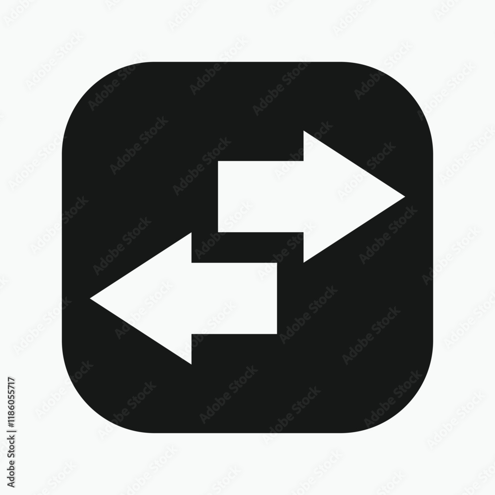 Directional arrow icons: Black arrows indicating transfer. Left and right line arrows representing exchange. Swap icon with two directional arrows. Directional arrow icons: Black arrows indicating transfer. Left and right line arrows representing exchange. Swap icon with two directional arrows.