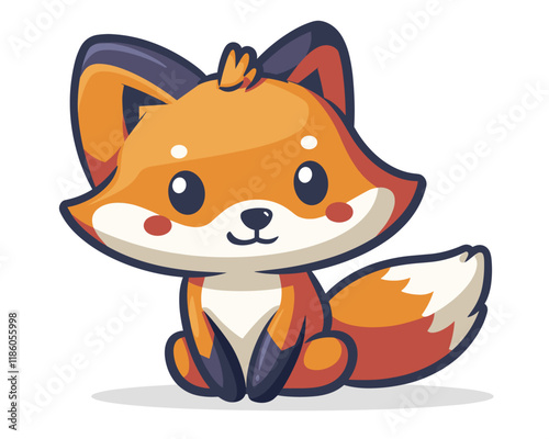 Cute cartoon fox. Vector illustration of a cute little fox
