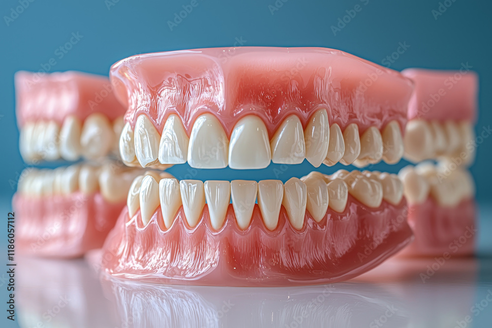 Obraz premium Dental models showcasing full set of upper and lower teeth.