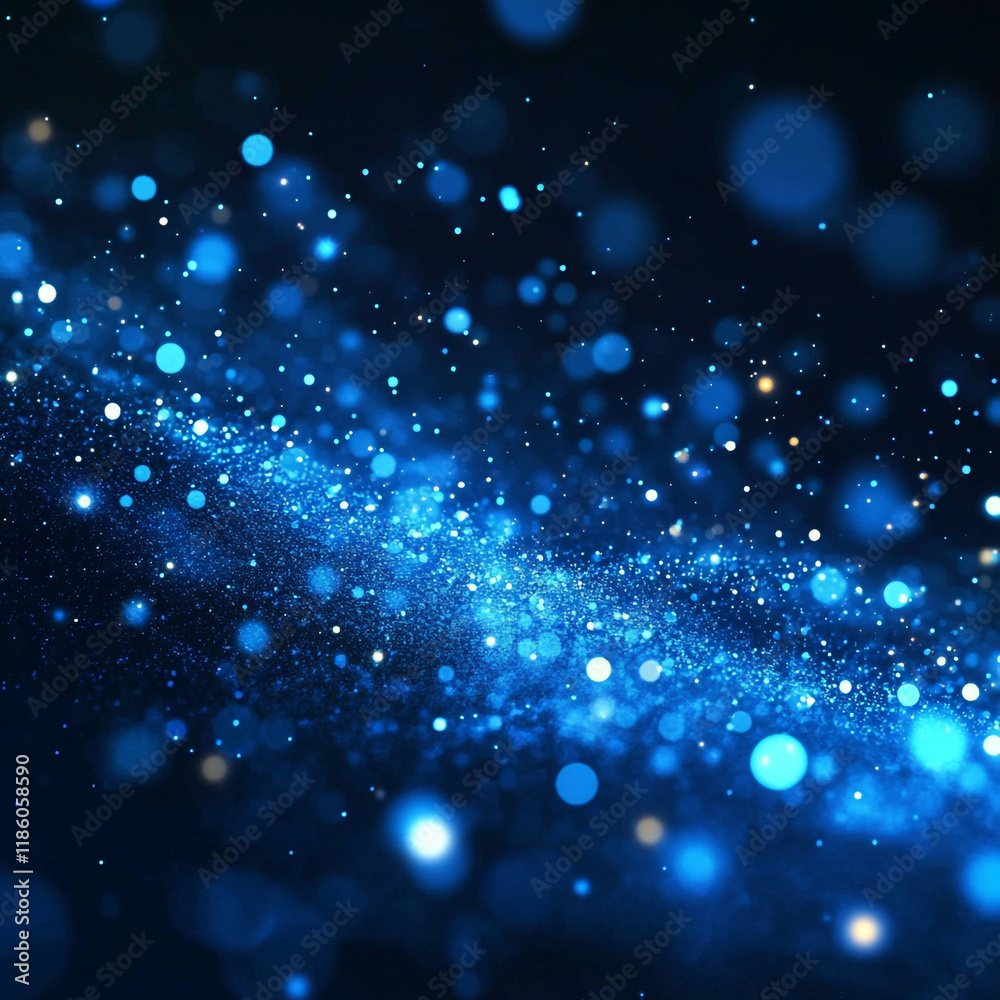 Vibrant blue particles create a mesmerizing cosmic effect in dark space Vibrant blue particles create a mesmerizing cosmic effect in dark space