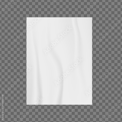 White blank paper sheet. Wrinkled realistic poster. Vector advertising page