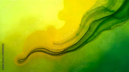 Obraz na płótnie Abstract Background. A beautifully vibrant green and yellow watercolor background featuring an artistic swirl that enhances its visual appeal w salonie
