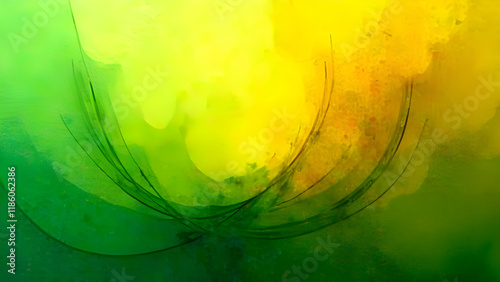 Obraz na płótnie Abstract Background. A beautifully vibrant green and yellow watercolor background featuring an artistic swirl that enhances its visual appeal w salonie