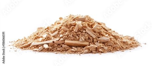 Wood sawdust on a white bac...