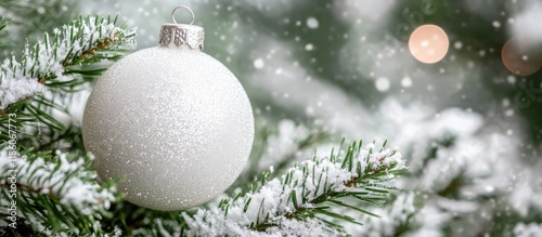 A shiny white Christmas bal...