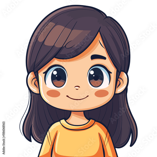 Cute little girl cartoon icon vector illustration graphic design.