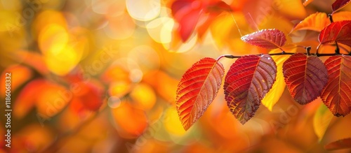 Vibrant leaves in a park au...