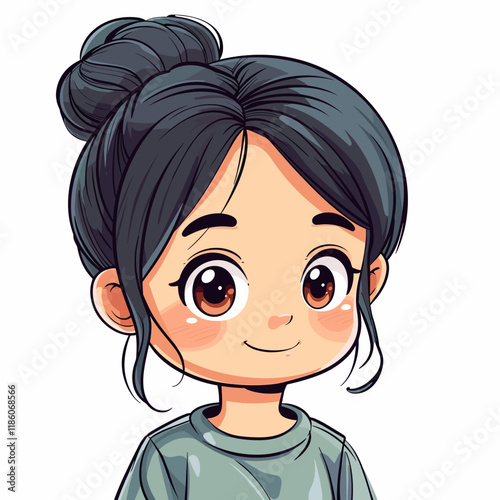 Cute little girl. Vector illustration in cartoon style