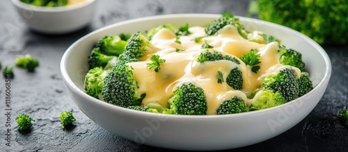 Broccoli with cheese sauce ...