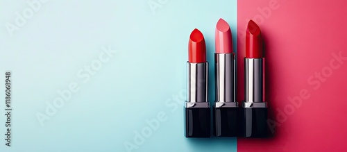 Various lipsticks on a colo...