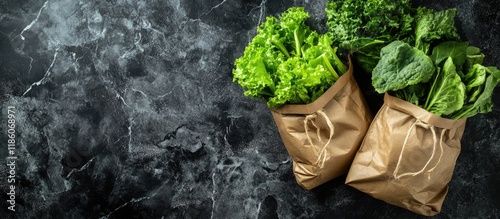 Organic green vegetables in...