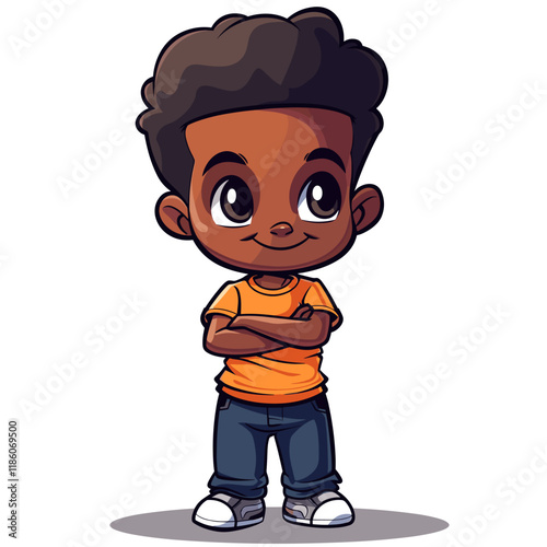 cute little black boy character vector illustration design on a white background.