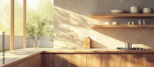 Modern kitchen featuring wo...