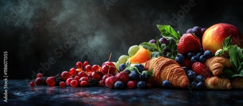 Fruit vegetables pastries a...