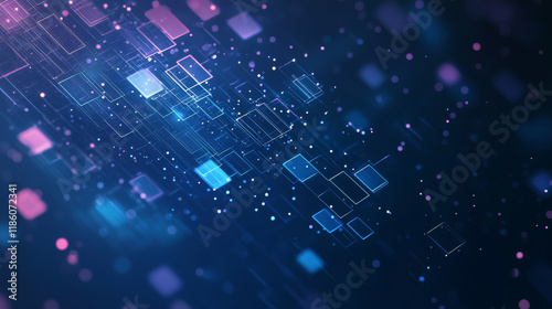 Dark background with blue pixel pattern. Vector illustration of abstract bg with geometric square elements grid. digital backdrop with dissolve rectangle dot particle mosaic gradient texture.