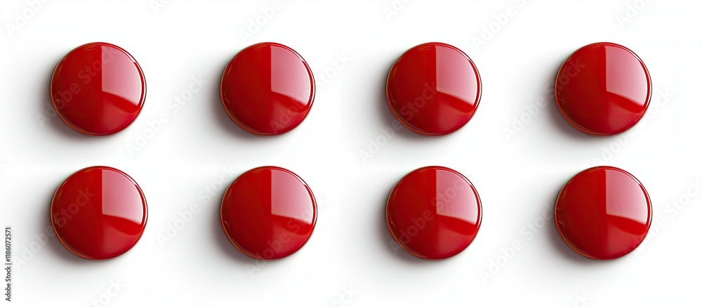 Red button shapes set against a white background. with copy space image. Place for adding text or design