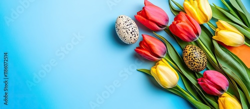 Vibrant tulips and quail eg...