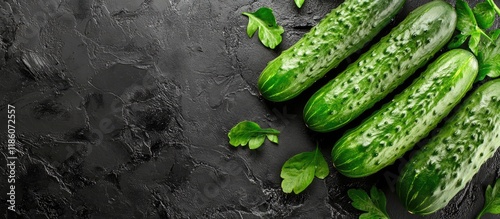 Fresh cucumbers on a white ...